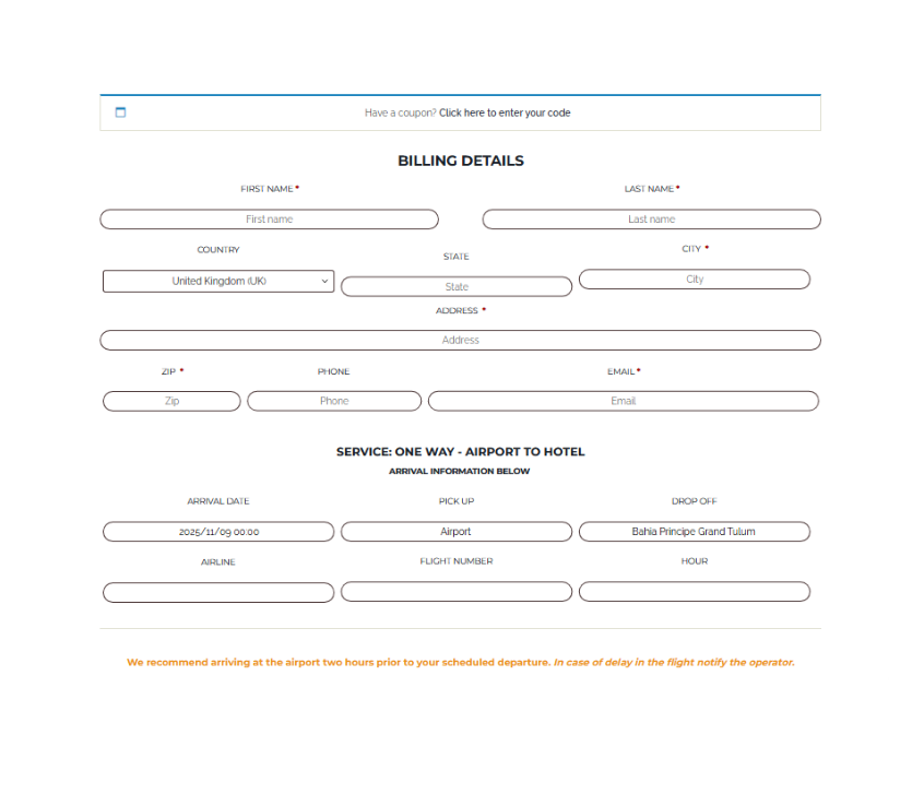 Formulario de reserva